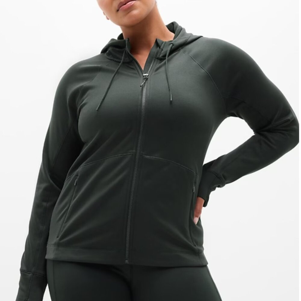 Athleta Unstoppable Fleece Lined Full Zip Jacket Size Medium Elm/Green